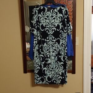 Connected Apparel Black and Light Blue Patterned Dress
